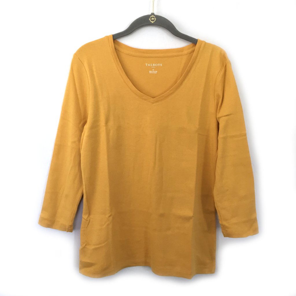 Talbots Mustard V Neck Long Sleeve T Shirt